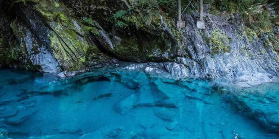 Blue Pools Track, águas cristalinas do Rio Makarora Blue Pools Track, águas cristalinas do Rio Makarora