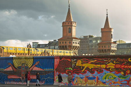 east side gallery (part) and s bahn station warschauer strasse