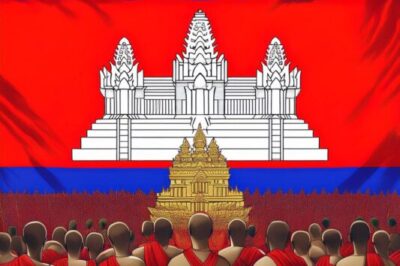 bandeira camboja com monges credits arte suoviaggio