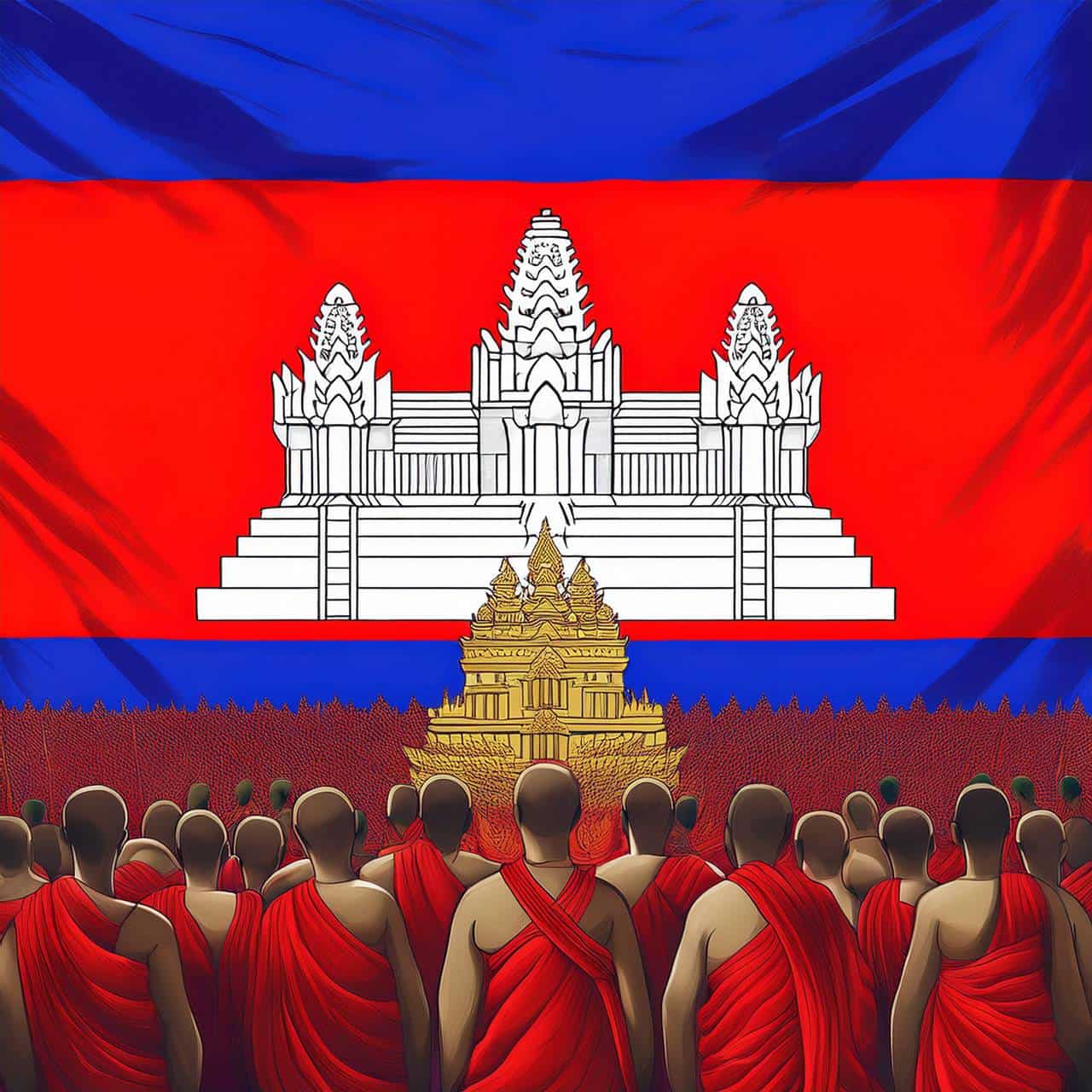 bandeira camboja com monges credits arte suoviaggio