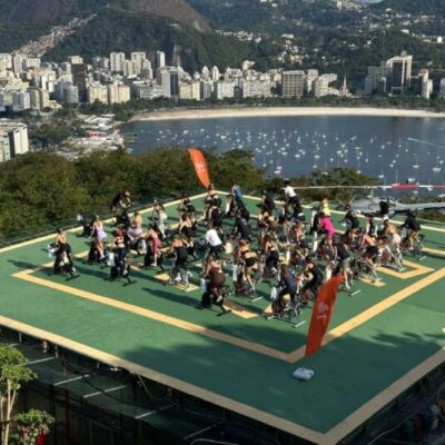 heliponto do parque bondinho foi palco de aulas de spinning. foto parque bondinho pão de açúcar®