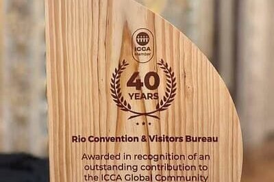 visit rio é homenageado durante congresso da icca em portugal. foto divulgação visit rio é homenageado durante congresso da icca em portugal. foto divulgação