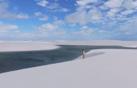 1 momento de contemplação e conexão com a natureza durante a travessia a pé dos lençóis. foto divulgação