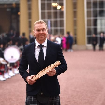 2 sir chris hoy carrying the king's baton relay © getty images for commonwealth sport