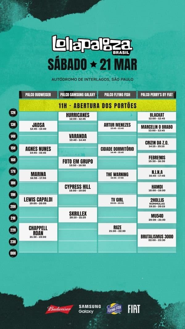 lollapalooza brasil sábado 21 de março
