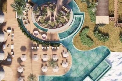 Piscina e área de lazer ao ar livre luxo pé na areia nanö beach hotel subaúma divulgação